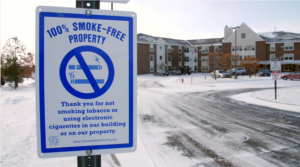 100% Smoke-Free Property Sign in winter